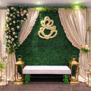 Baby Shower with Green Leaves Background & Flowers