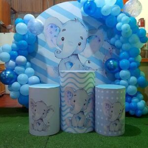 3 Printed Cylinders with Baby Elephant Decoration