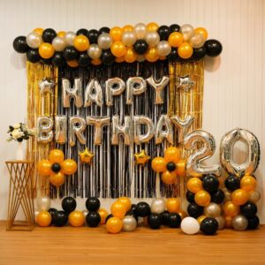 Glitzy Silver and Black Birthday Decor