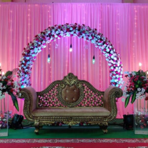 A Chic and Stylish Stage with Clean Lines and Statement Flowers